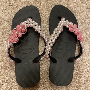 Custom beaded Havaianas size 7